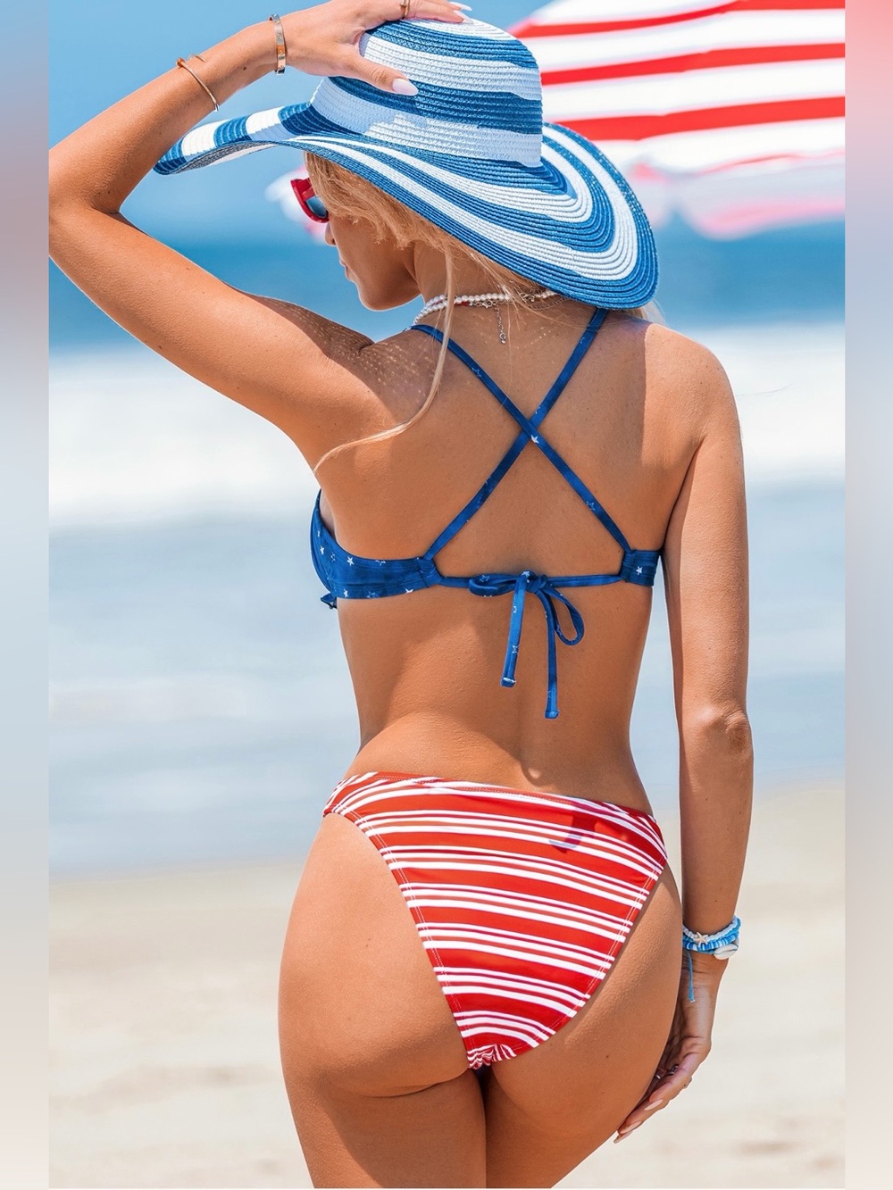 CUPSHE Firecracker Fizz Striped Bikini Set - Picture 2 of 7
